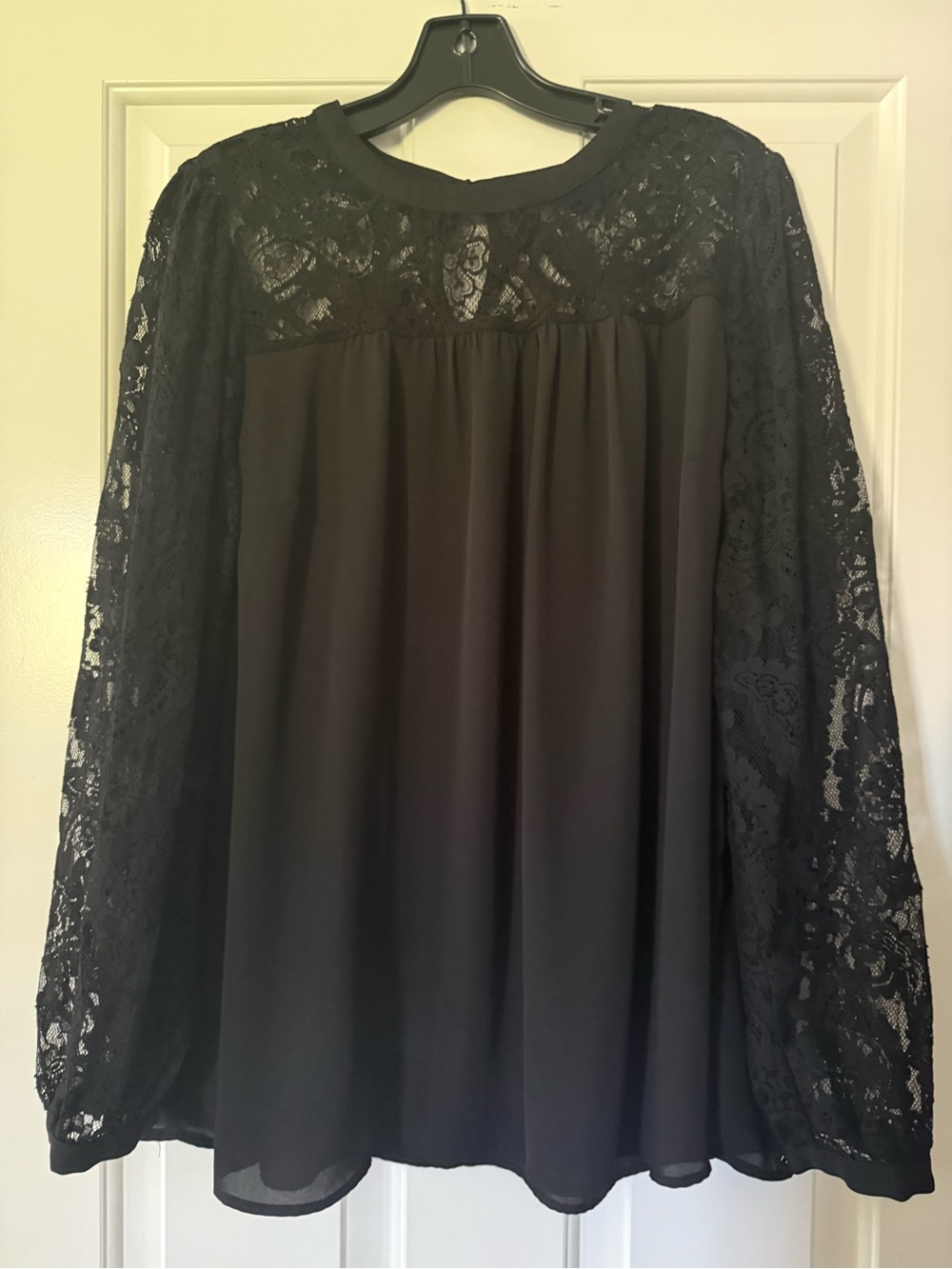 Torrid Black Lace Sleeve Blouse